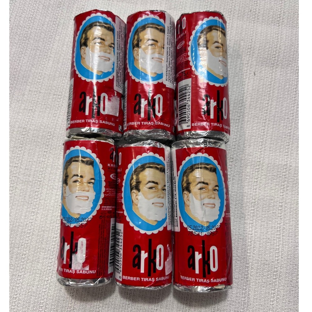 Arko Men‎ Shaving Soap Stick 75g Traditional Barber Creamy Lather 6 Pack Bulk
